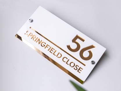 Modern House Sign - Large - 28cm x 13cm - House Number - Luxury Door Plaque