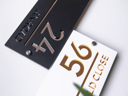 Modern House Sign - Large - 28cm x 13cm - House Number - Luxury Door Plaque