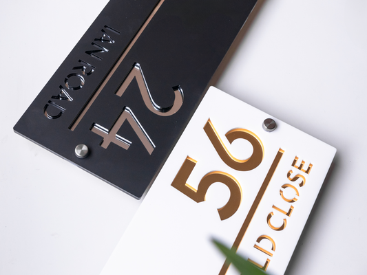 Modern House Sign - Large - 28cm x 13cm - House Number - Luxury Door Plaque