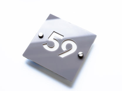 Modern Square House Sign - Small - 13cm x 13cm - House Number - Luxury Door Plaque