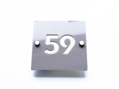 Modern Square House Sign - Small - 13cm x 13cm - House Number - Luxury Door Plaque
