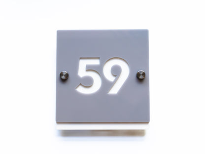 Modern Square House Sign - Small - 13cm x 13cm - House Number - Luxury Door Plaque