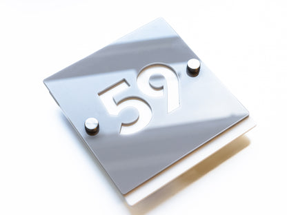 Modern Square House Sign - Small - 13cm x 13cm - House Number - Luxury Door Plaque