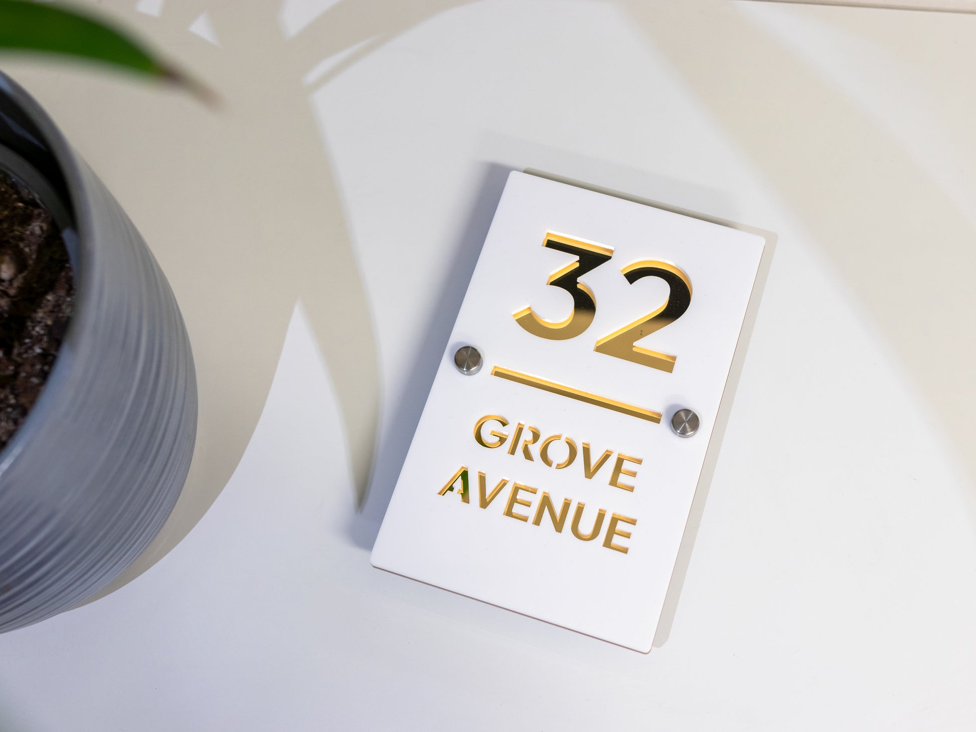 Luxury Medium Modern House Sign White and Gold