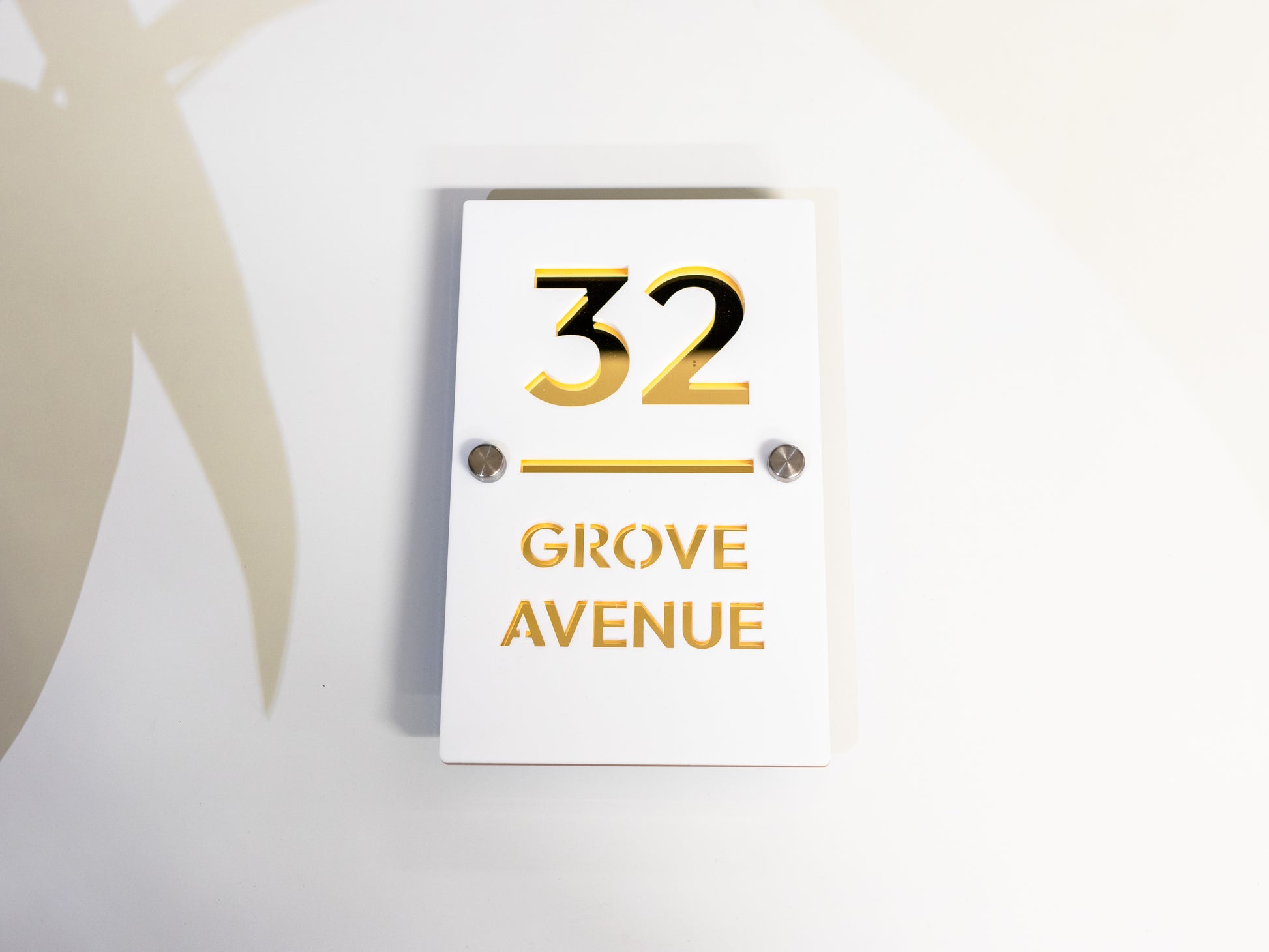 Luxury Medium Modern House Sign White and Gold