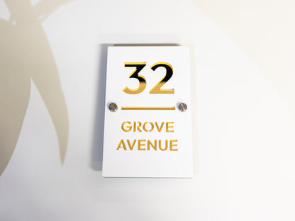 Luxury Medium Modern House Sign White and Gold