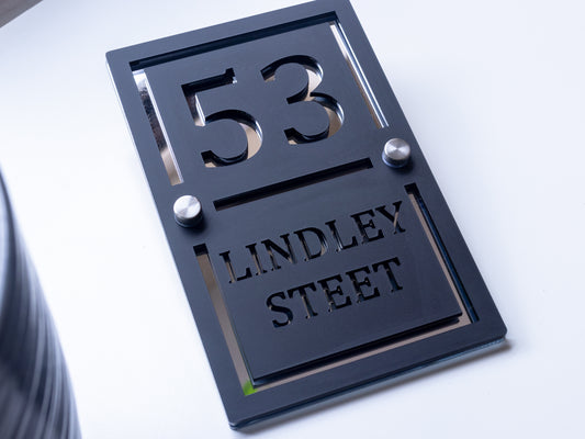 Luxury Medium Cottage House Sign Black and Silver