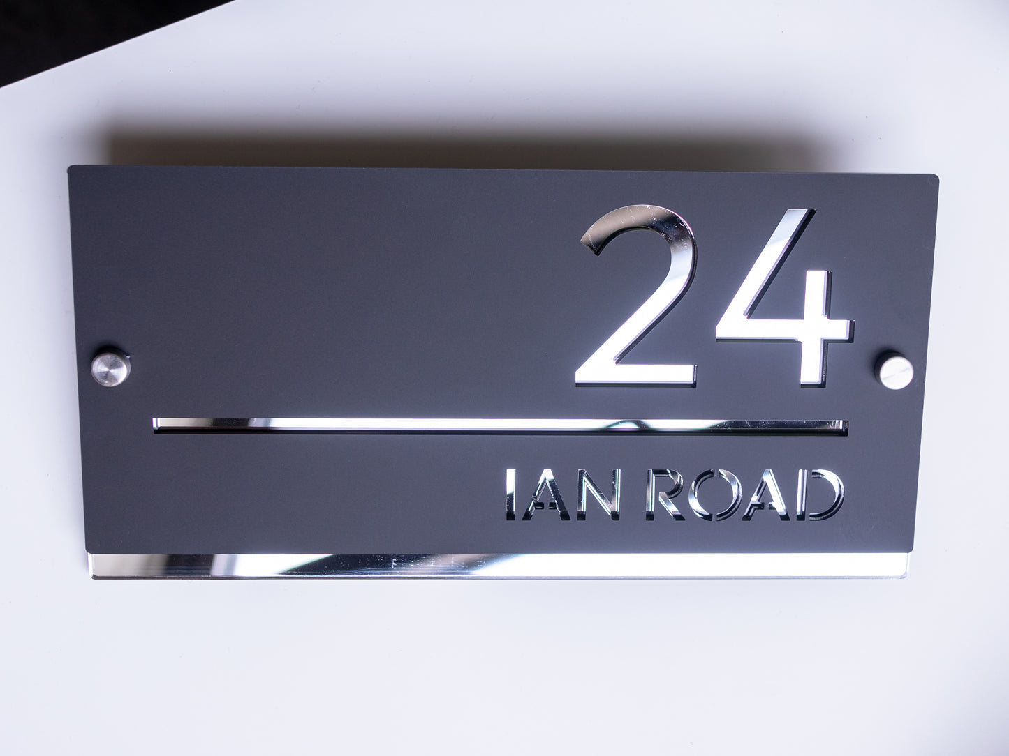 Luxury Large Modern House Sign Black and Silver