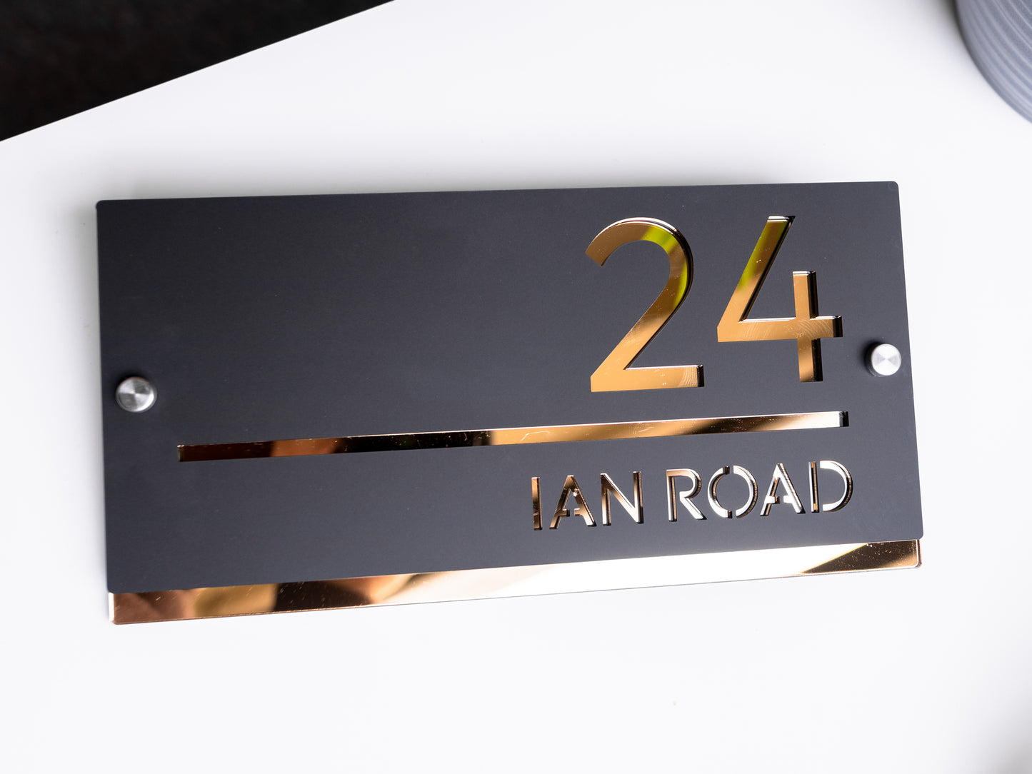 Luxury Large Modern House Sign Black and Gold