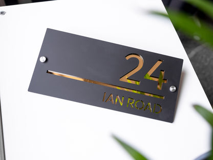 Luxury Large Modern House Sign Black and Gold