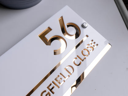 Luxury Large Modern House Sign White and Gold